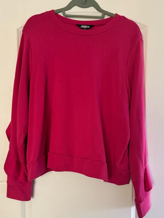 project RUNWAY Tops - project RUNWAY Crewneck Ruffle Sweatshirt - Bright Pink